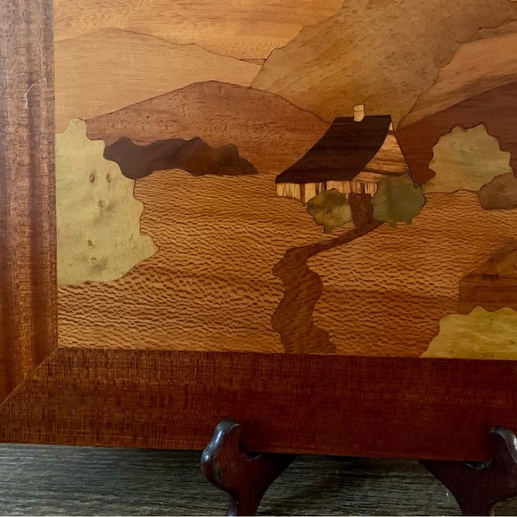 Vintage Wooden Marquetry Wall Plaque 12/15 Inch - Picture 4 of 13